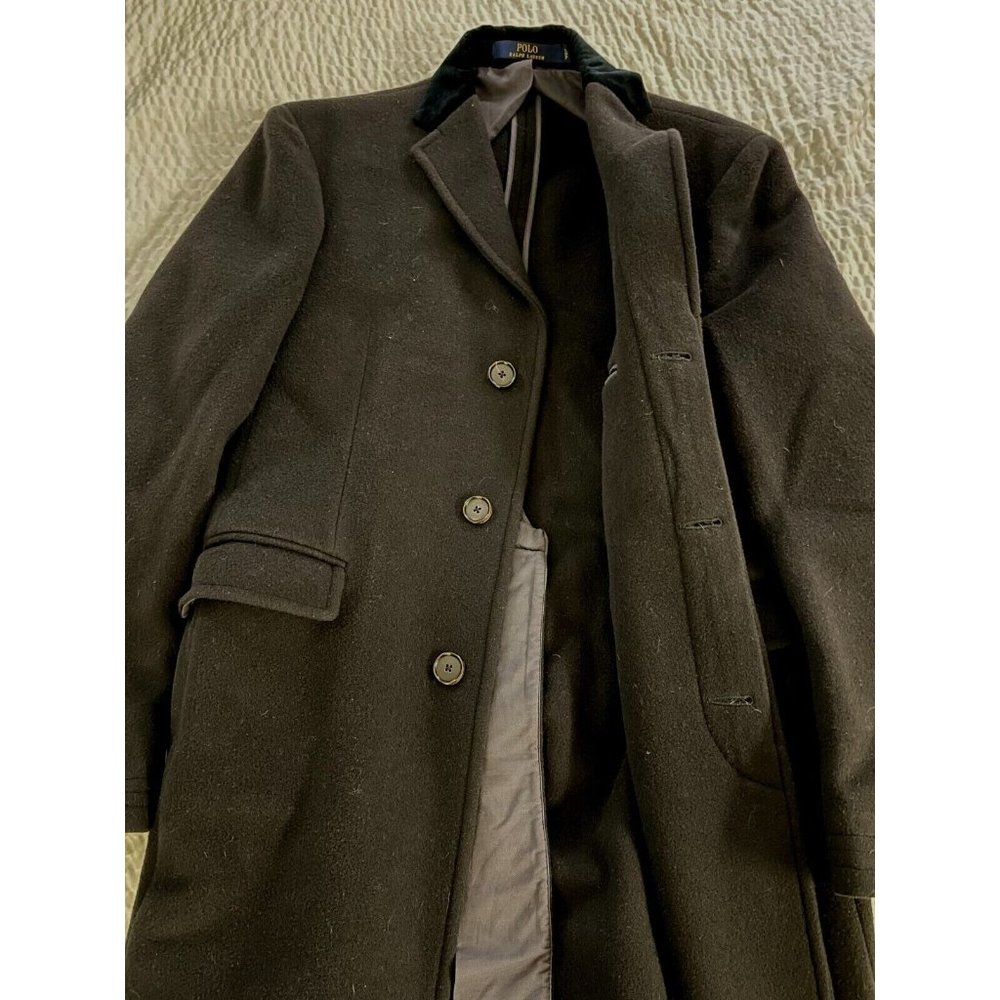 POLO RALPH LAUREN made in italy Velvet Collar Paddock City Coat Size L $969 - Picture 3 of 7